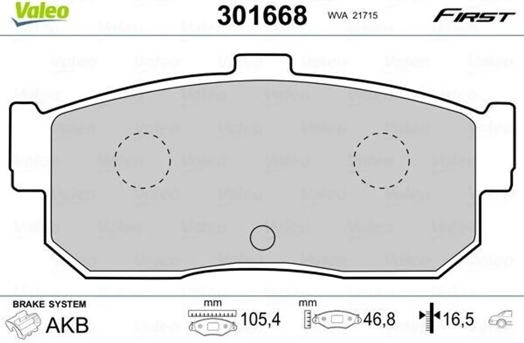 Plaquettes de frein VALEO 301668 pour Nissan Almera et Primera P10