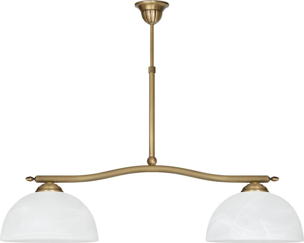 Kronleuchter Messing Goldpatina Alabaster-Glasschirm weiß matt Ø76x60cm 2xE27 120W Esszimmer Wohnzimmer klassisch elegant höhenverstellbar Decke