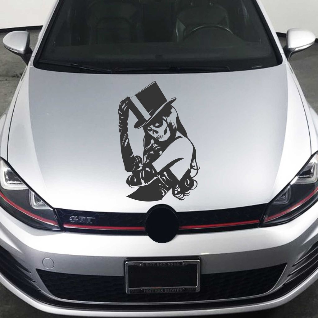 Aufkleber - Autoaufkleber "Skull Girl" Gothic 88cm x 60cm schwarz - Tuning Carystyling Heckscheibe Auto