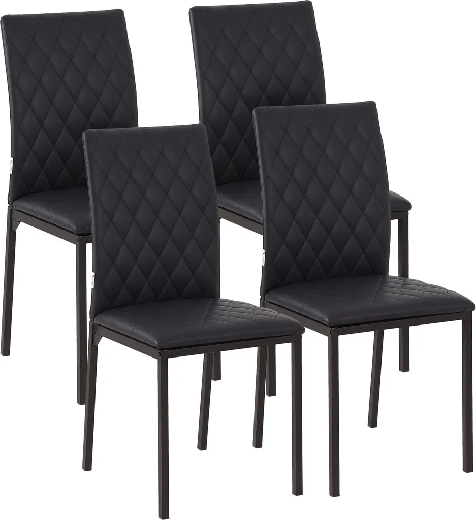 Chaises de salle à manger rembourrées en cuir synthétique lot de 4