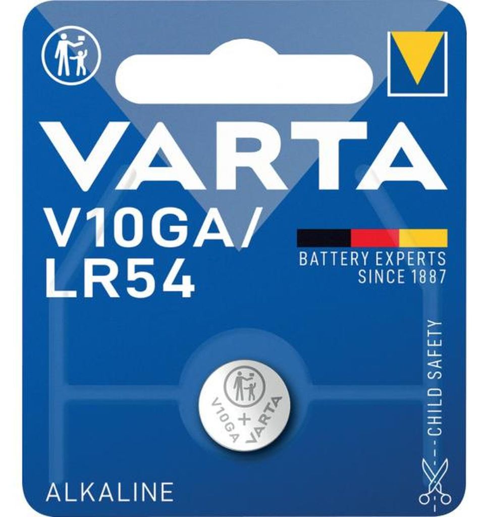 Varta Knopfzelle, Alkali-Mangan, V10GA LR54, 1,5V, 1er Blister