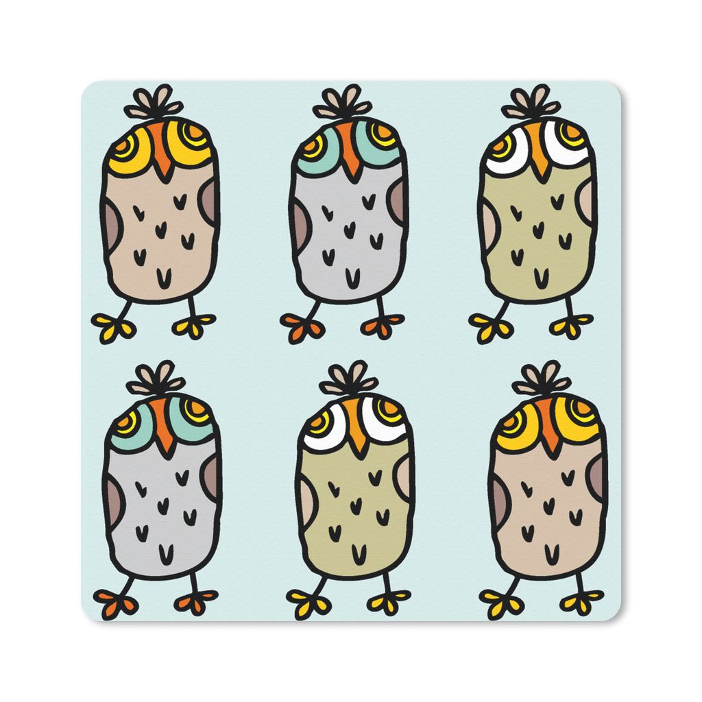 MuchoWow Mauspad Mousepad Muster - Eule - Blau 30x30 cm - Mousepads - Maus Mat - Pad - Mausunterlage - Gaming