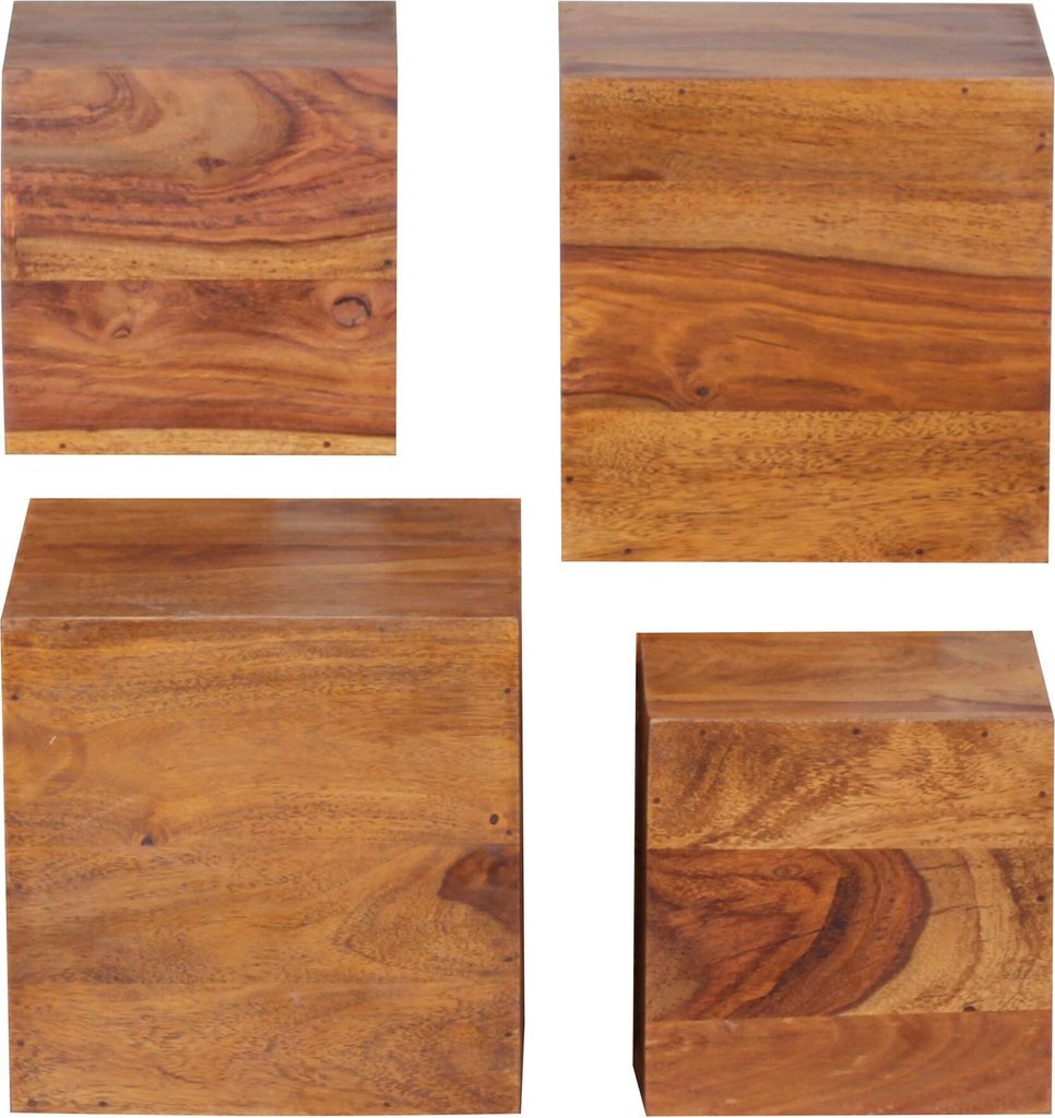 4er Set Wandregale MUMBAI Massivholz Sheesham Holzregal Landhaus-Stil Hängeregal 25cm und 20cm Echt-Holz Wandboard