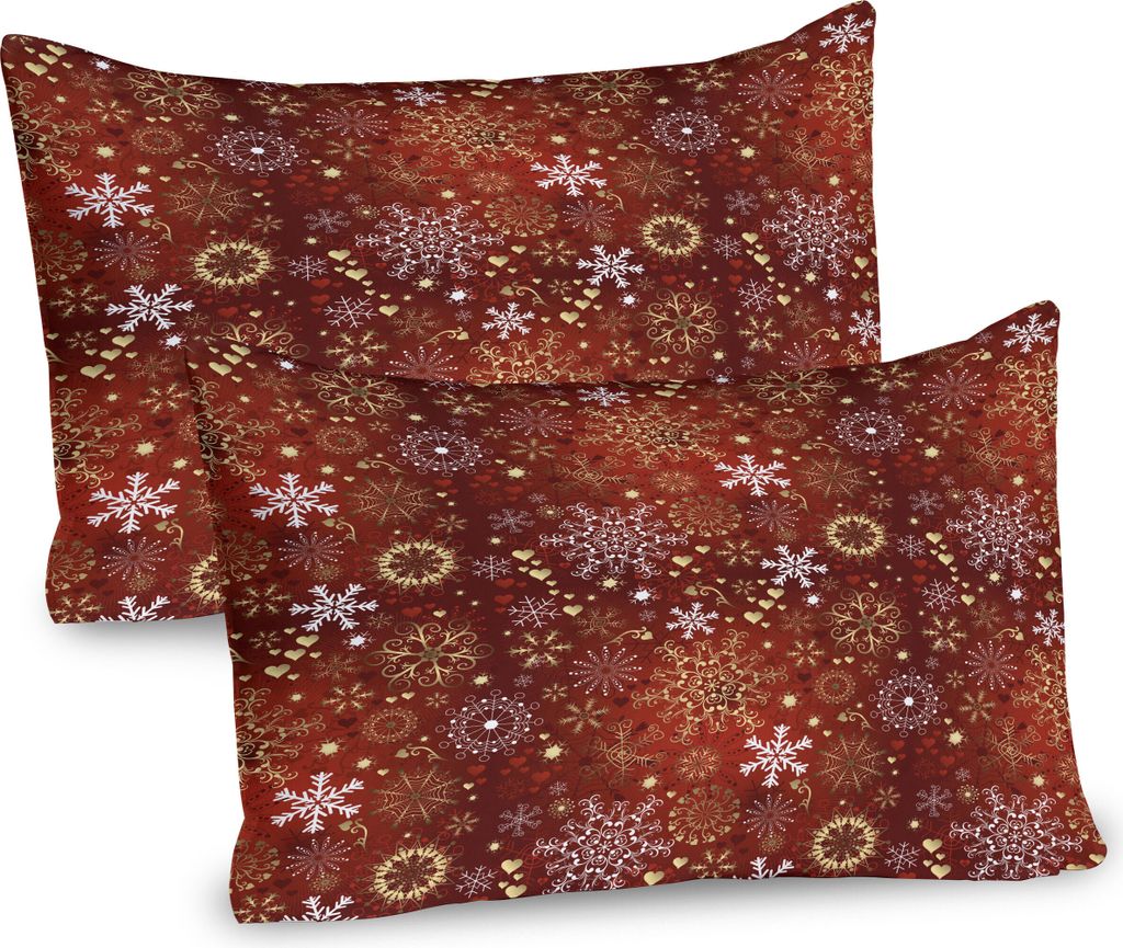 ABAKUHAUS Winter Kissenbezug Packung mit 2, Altmodische Weihnachtsherzen und Wirbelweinlesefestliche Zusammensetzung, Dekorativer Gedruckter Kissen...