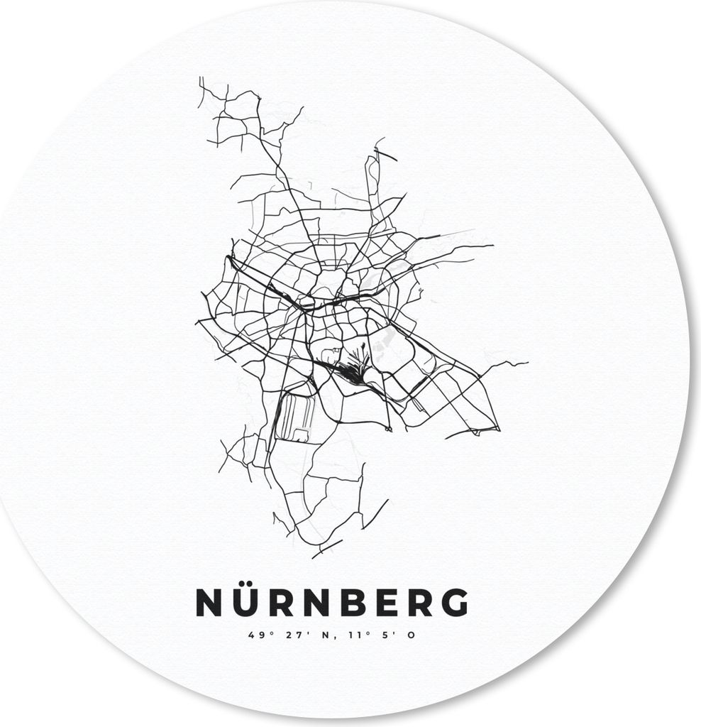 MuchoWow Mauspad Mousepad Stadtplan - Deutschland - Schwarz und weiß - Nürnberg - Karte 30x30 cm - Mousepads - Maus Mat - Pad - Mausunterlage -...