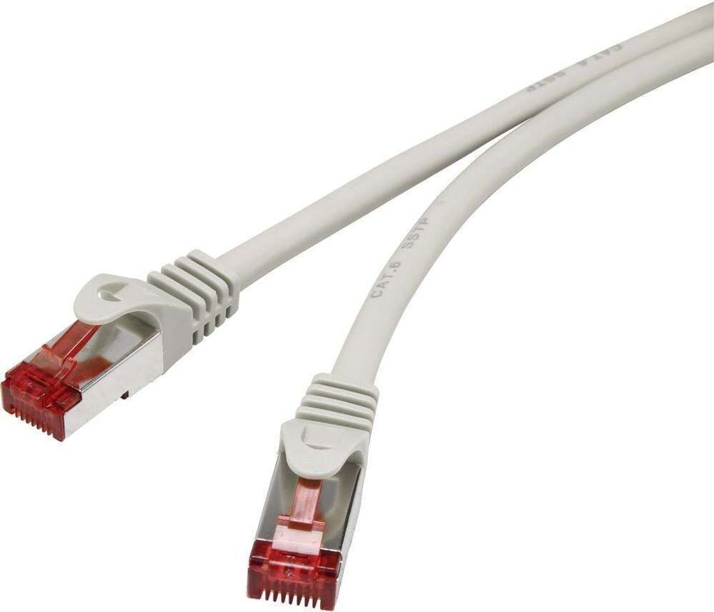 Renkforce RF-4724260 RJ45 Patchkabel CAT 6 S/FTP 15.00 m Grau mit Rastnasenschutz, vergoldete Steckkontakte, Flammwidri