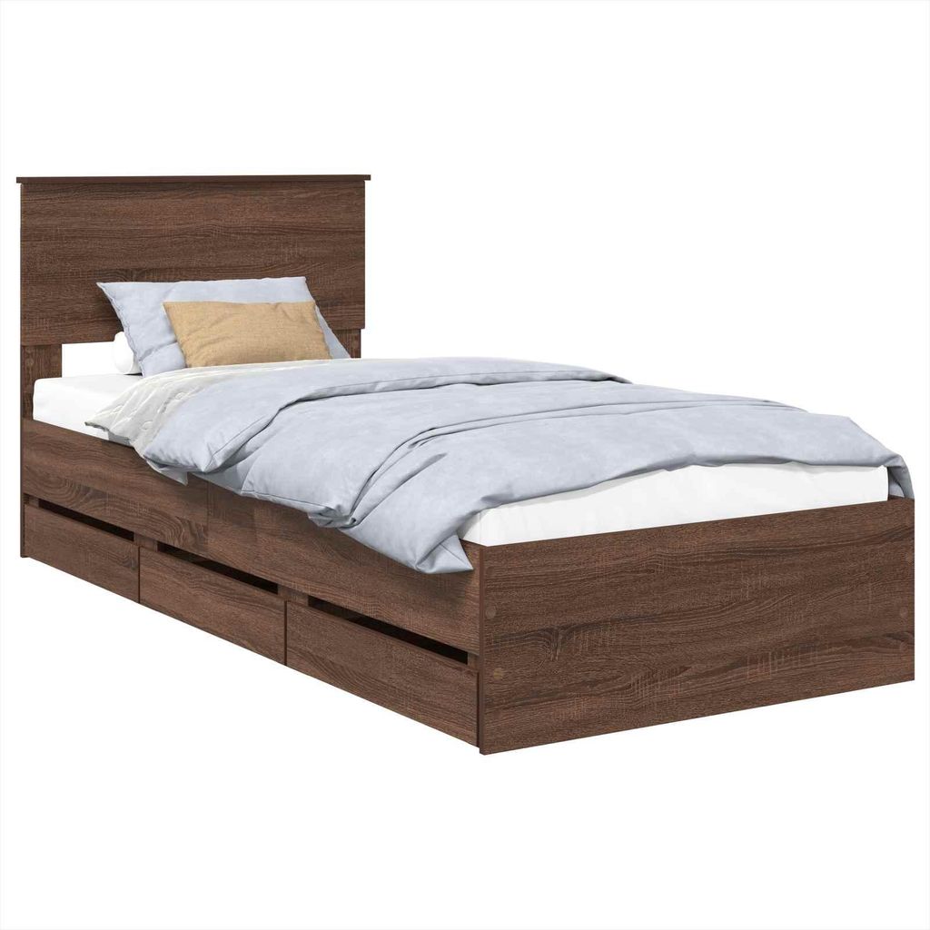 Bettrahmen Braun Eichen-Optik 75 x 190 cm Ingenieurs Holz