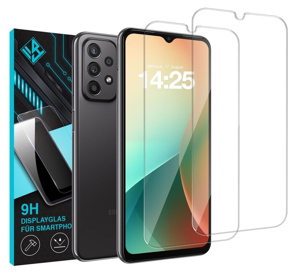 2x 9H Schutzglas Displayschutzfolie für Samsung Galaxy A23 Produktbild 