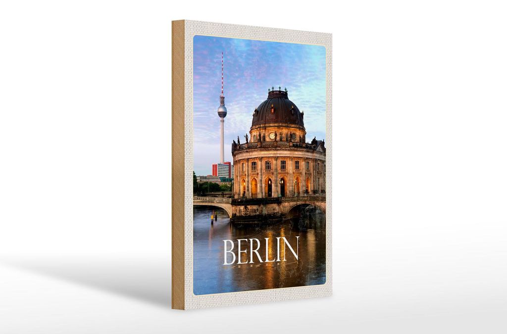Holzschild Reise 20x30cm Berlin Deutschland Porträt Fluss Produktbild 