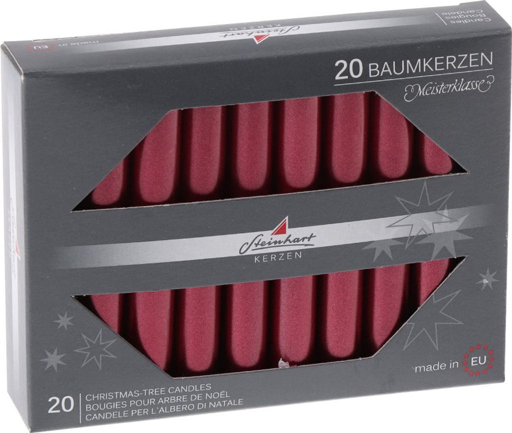 Baumkerzen Edelglanz Altrot 95 x Ø 13 mm, 20 Stück
