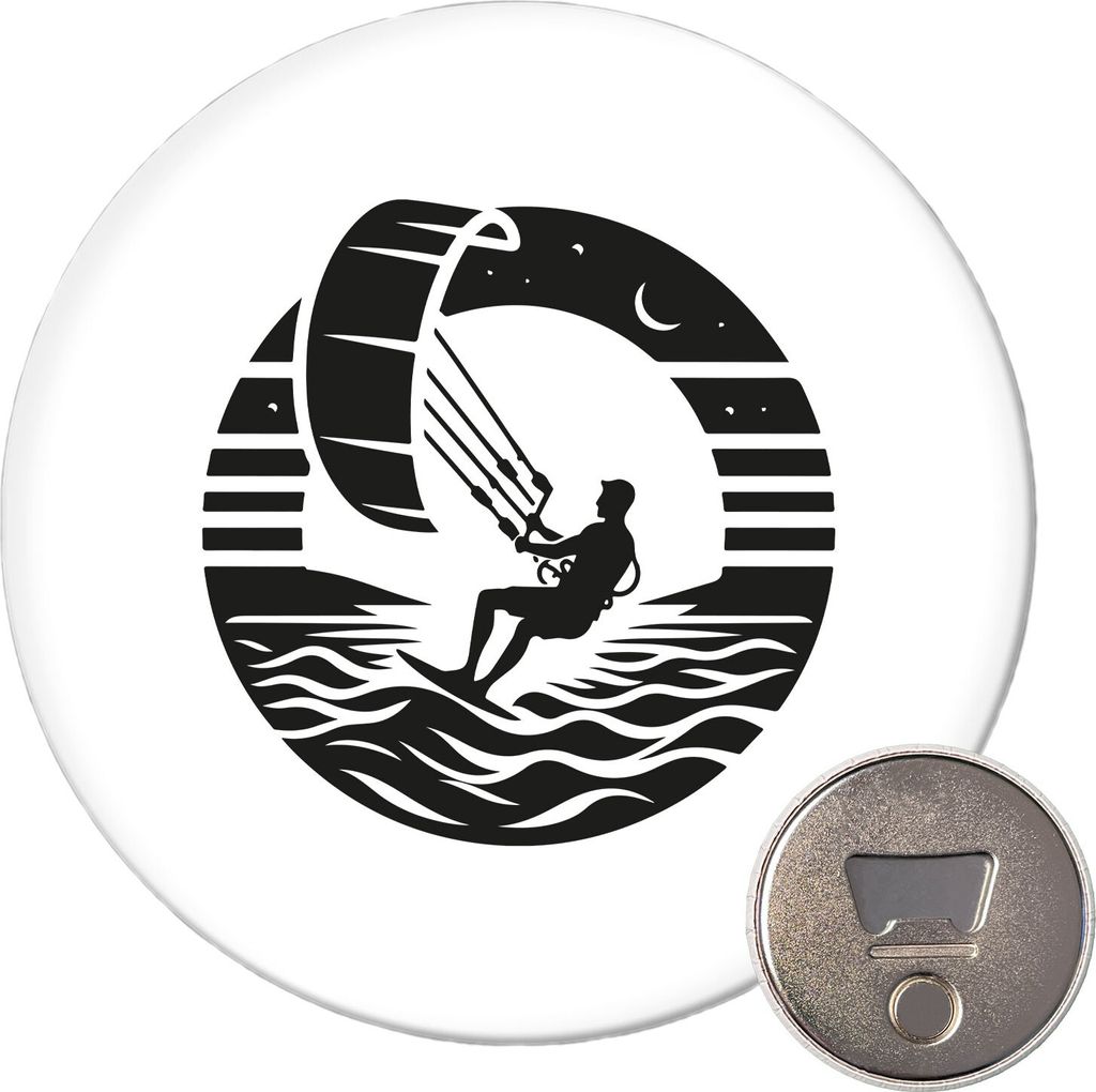 Huuraa Magnet Kite Board Kitesurfing 59mm Kühlschrankmagnet rund Flaschenöffner Geschenkidee