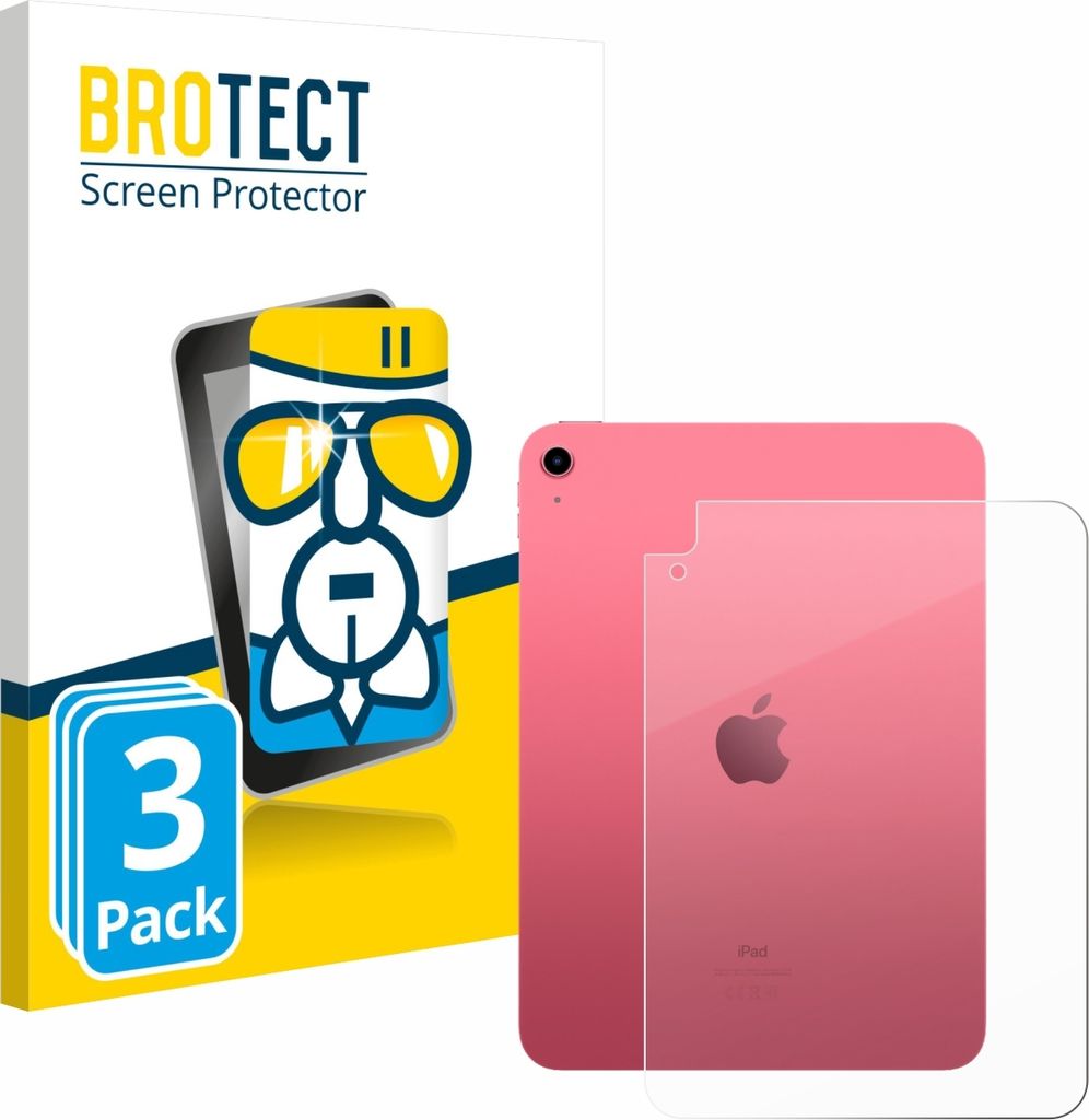 3x BROTECT Schutzglas für Apple iPad A16 11" 2025 (Rückseite, 11. Gen.) Schutzfolie Panzer Folie Glas Display Schutz klar