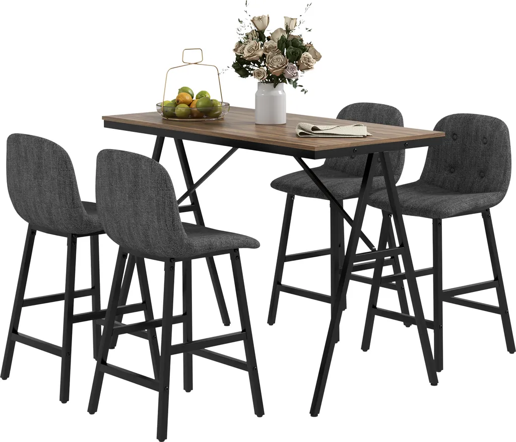 Mange-debout industriel 5 pièces table de bistrot et tabourets en acier