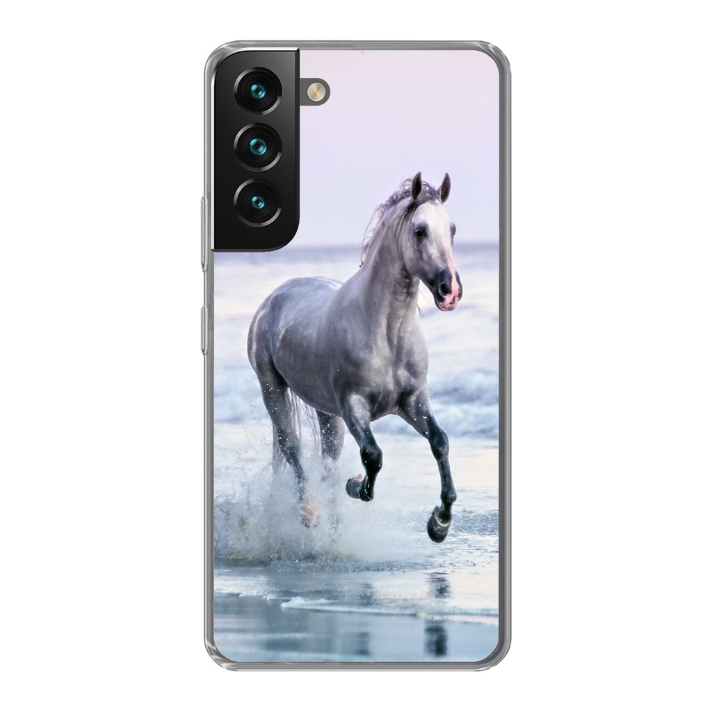 MuchoWow Handyhülle Schutzhülle Hülle für Samsung Galaxy S22 Plus Pferd - Meer - Pastell Silikon Softcase Handy Hülle - Schutzabdeckung