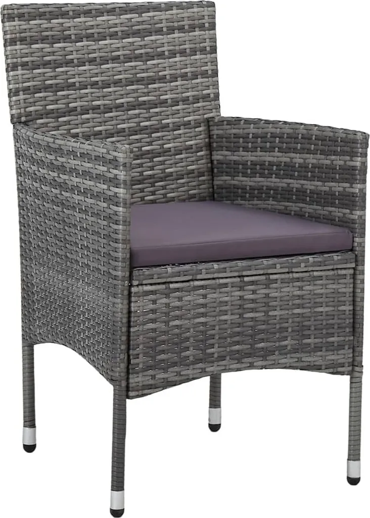 Sedie da Pranzo vidaXL Grigio Poli Rattan: Set 2 pz per Case Vacanze