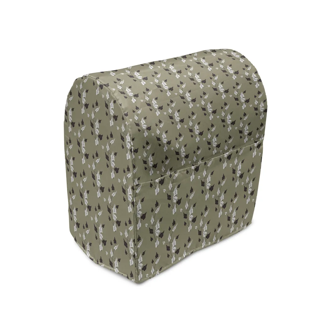Housse pour Mixeur ABAKUHAUS Fleurs de Jardin Sinueuses - Kaki 36x39x24cm