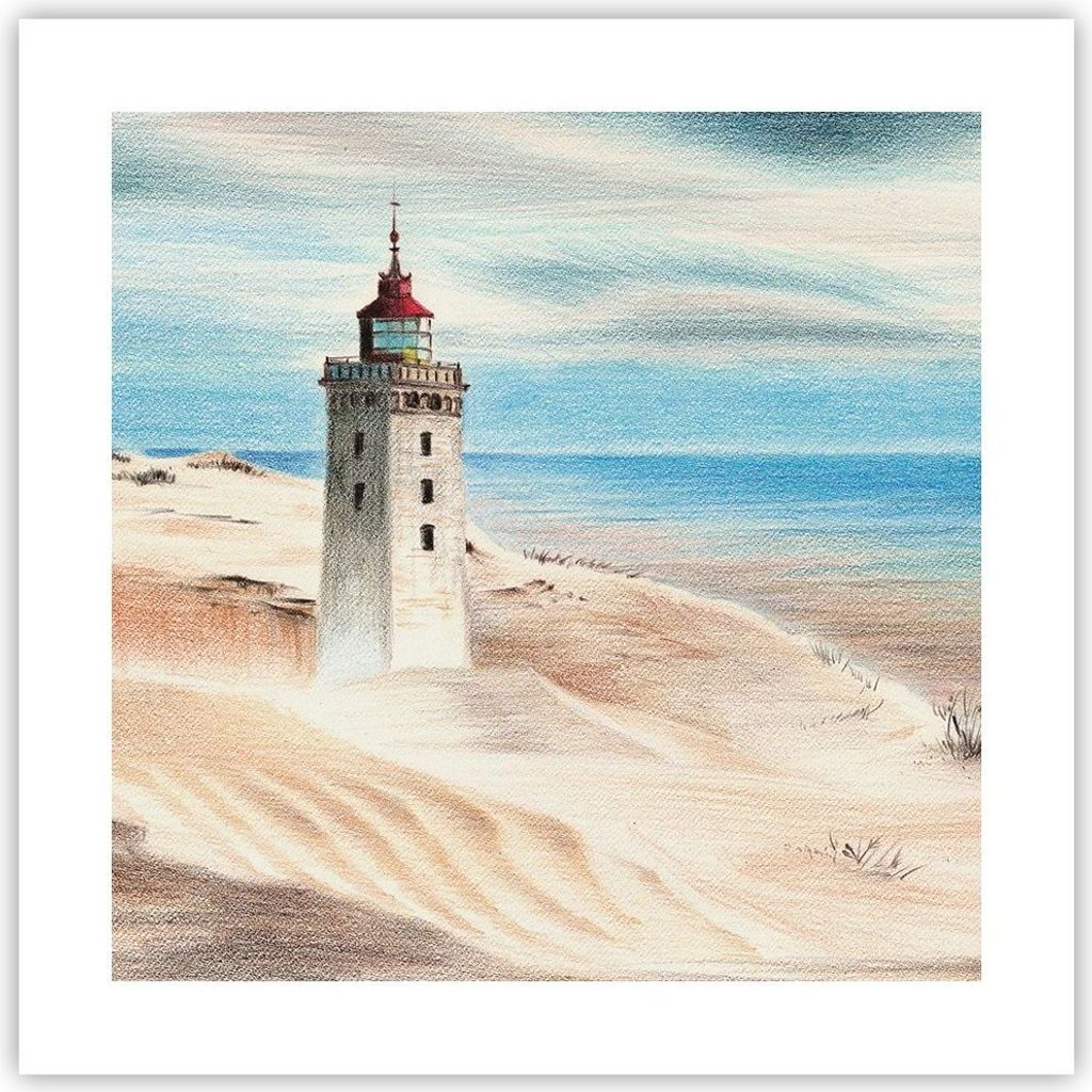 Poster - Poster ohne Rahmen - Laterne Meer Bild - 40x40 cm - Wand Bild - Wanddeko - Wandbilder - Kunstposter - Wandposter - Bilder - Kunstdruck - W...