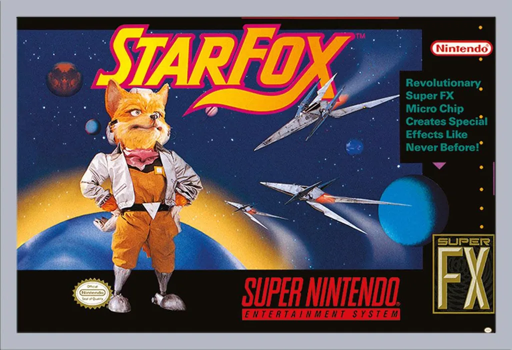Poster Star Fox Nintendo con Cornice Argento Shinsuke MDF e Acrilico - 1