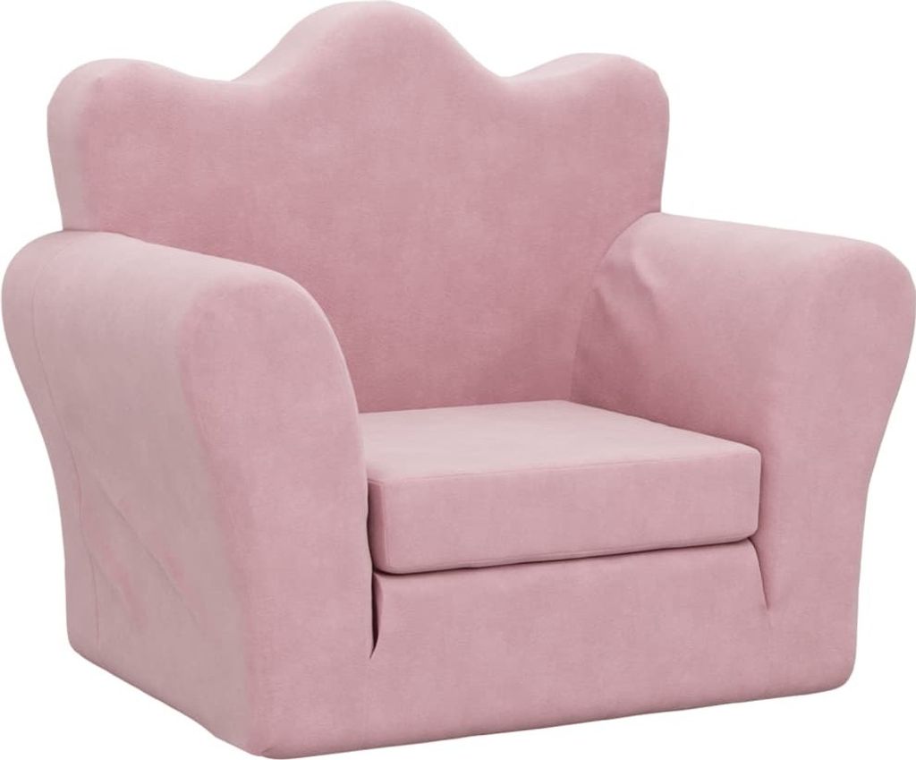 vidaXL Divano letto per bambini rosa morbido peluche Immagine del prodotto 