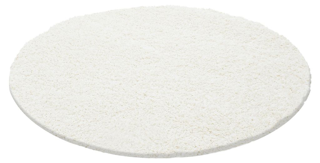 Hochflorteppich Einfarbig Weich Flauschig Waschbar Strapazierfähig | Rund Creme 160x160 cm Wohnzimmer Fußbodenheizung | RHEIN – Kadima Design