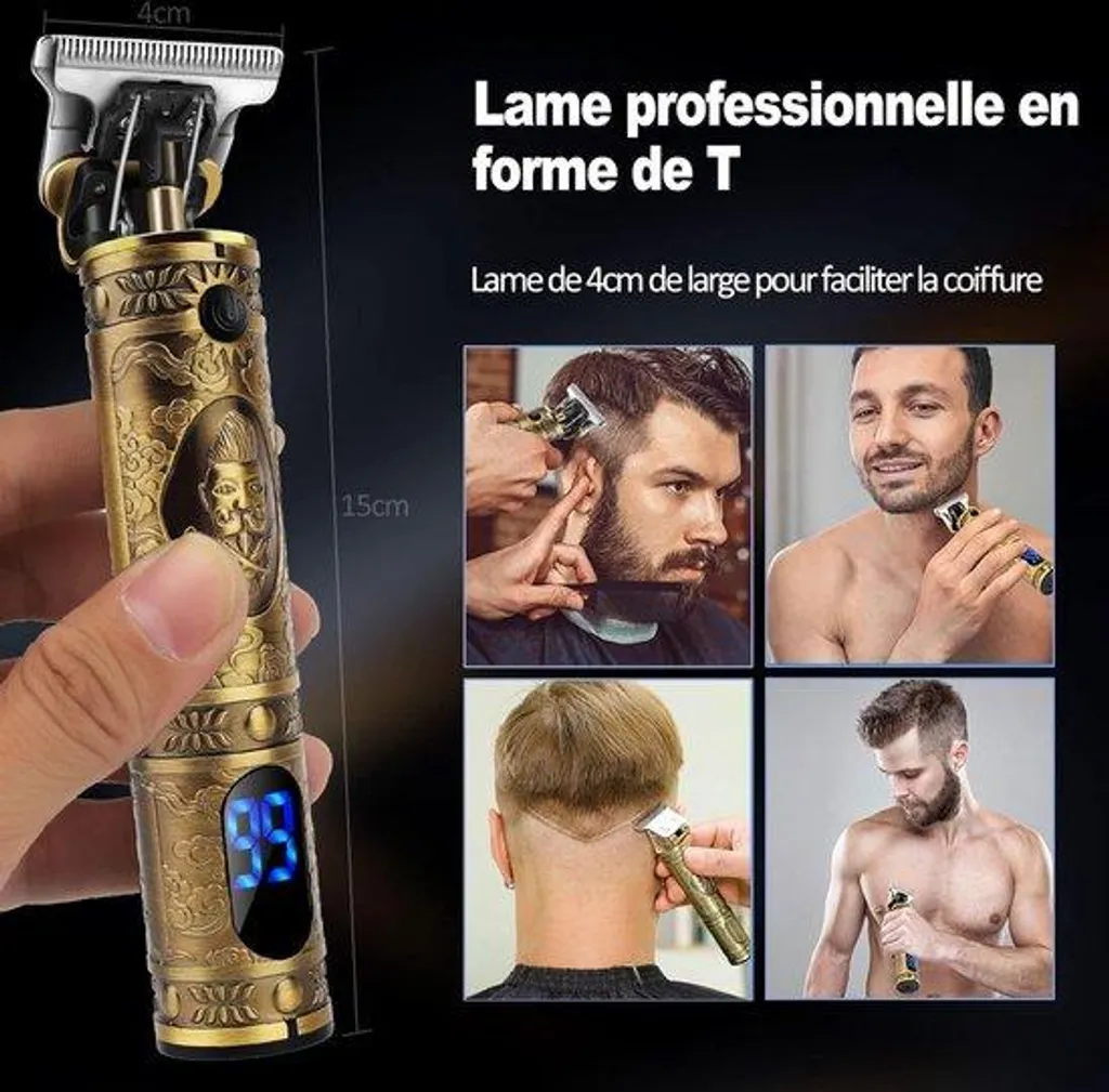 Tondeuse professionnelle cheveux et barbe avec moteur haute puissance