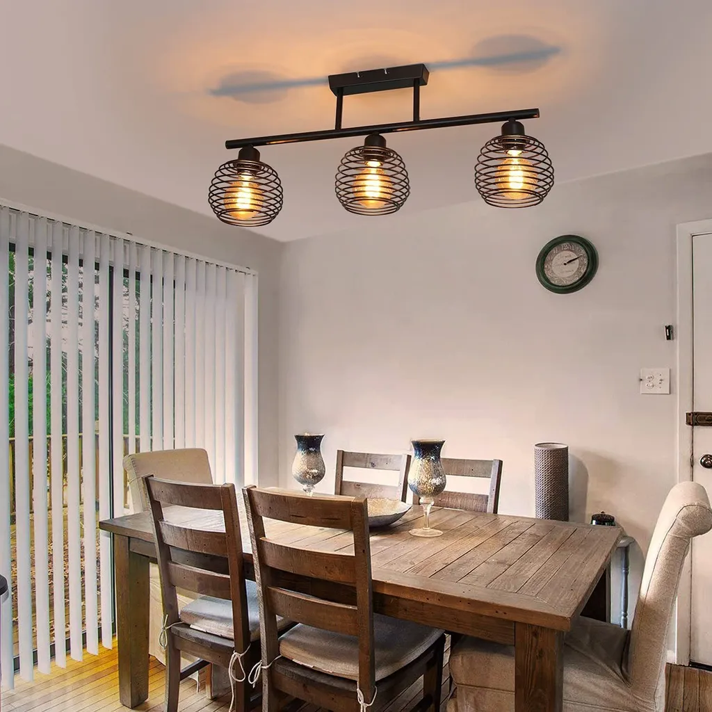 Plafonnier Rétro Noir E27 : Solution Éclairage Compact pour Plafond Bas LED