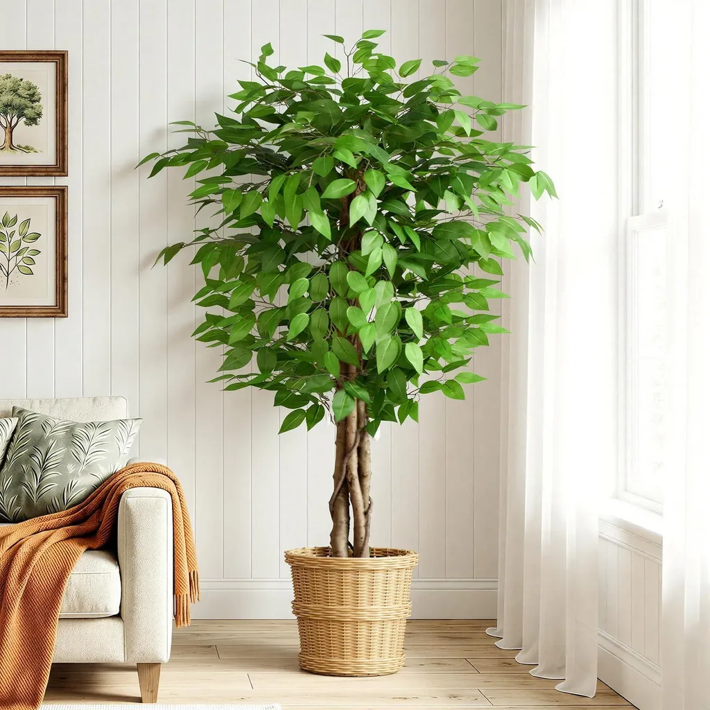 Ficus artificiel 150 cm sans entretien : l'arbre idéal pour coins sombres