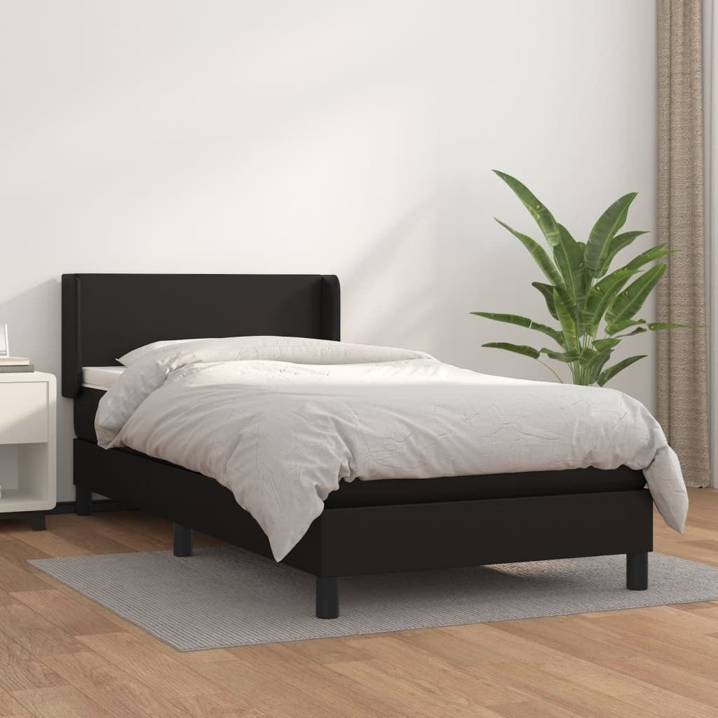 The Living Store Boxspringbett mit Matratze Schwarz 90x200 cm Kunstleder