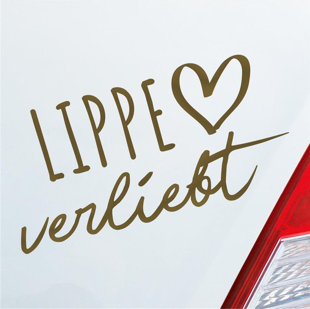 Auto Aufkleber Lippe verliebt Herz Fluss Wasser Water Liebe Car 19x10 cm Gold Sticker Heckscheibenaufkleber