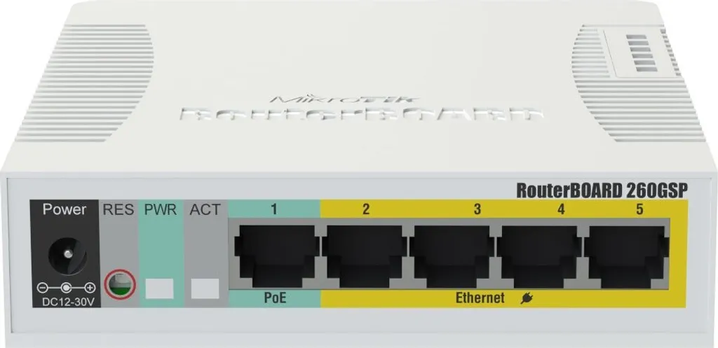 MikroTik RB260GSP Switch PoE Smart 5 Porte Gigabit SFP SwOS Domotica