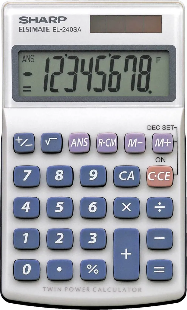 Sharp EL-240SA: Calcolatrice Essenziale con Display Inclinato 8 Cifre