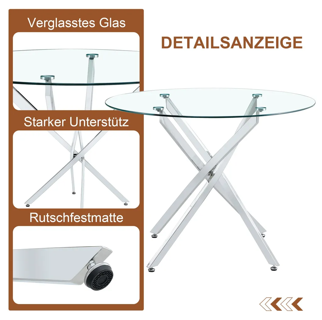 Ensemble table à manger 2 chaises noires design moderne en verre 88cm - 6