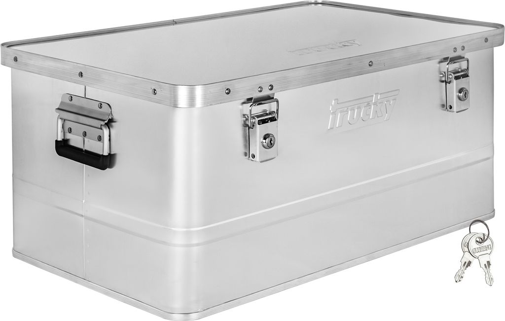 Aluminium Box mit Deckel Silber Alu Kiste Box Alukiste 85 Liter Transportbox Metallbox Alu Aufbewahrungsbox Boxen Abschliessbar Metallkiste Trucky