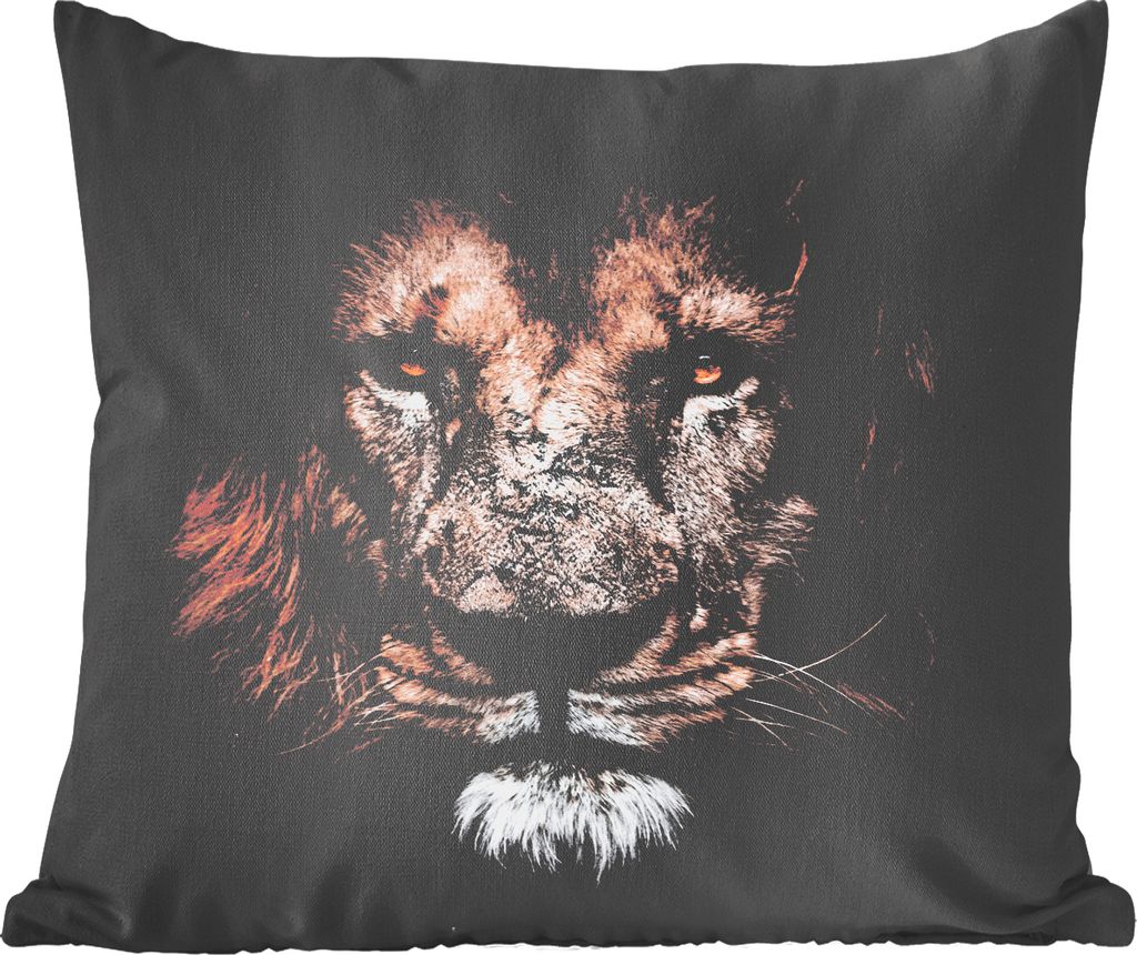 MuchoWow Zierkissen Sofakissen Wohnzimmer Dekokissen 45x45 cm Löwe - Tiere - Schwarz - Schlafpolster - Polster für das Sofa