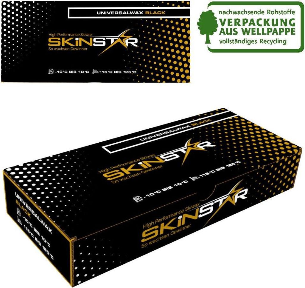 SKINSTAR BLACK EDITION Universal Wax Skiwachs Langlauf Ski Rennwachs 250g