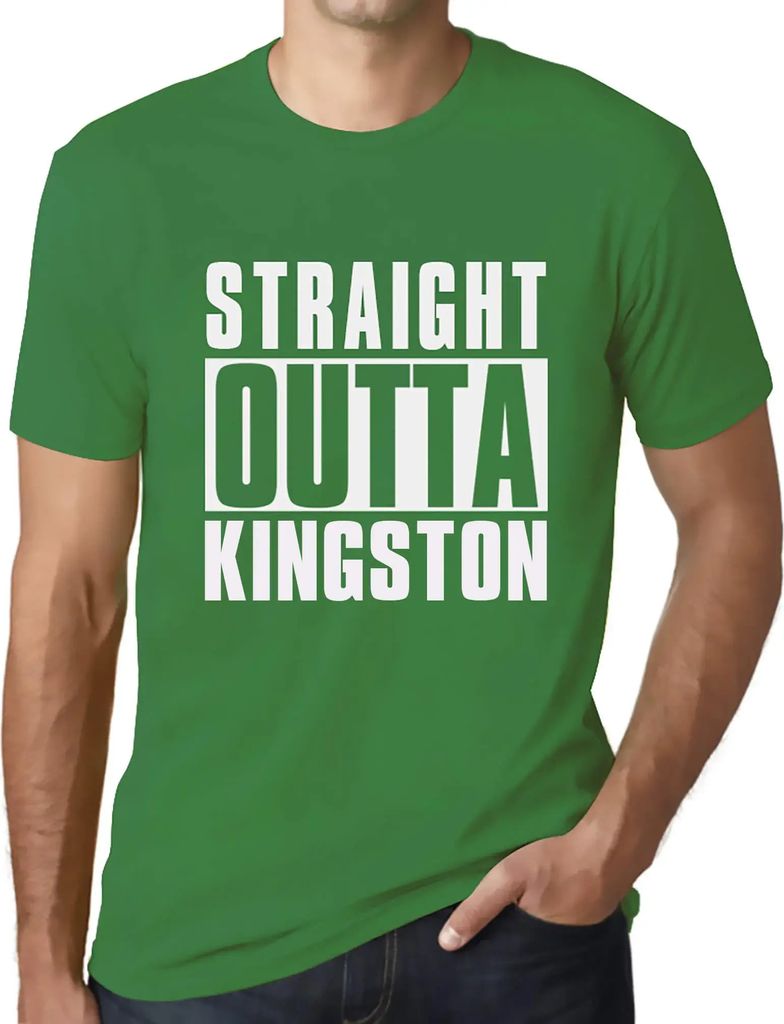 Herren Grafik T-Shirt Straight Outta Kingston Öko-Verantwortlich Vintage Jahrgang Kurzarm Lustige Druck Geburtstag Geschenk Mann
