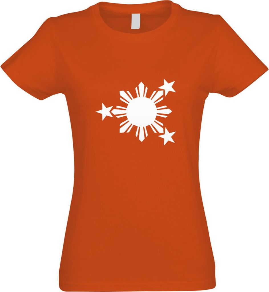 Kiwistar - T-Shirt tailliert - Damen - orange - Flagge der Philippinen - mit Motiv Bedruckt - Funshirt Design - Sport - Freizeit - Damen - L
