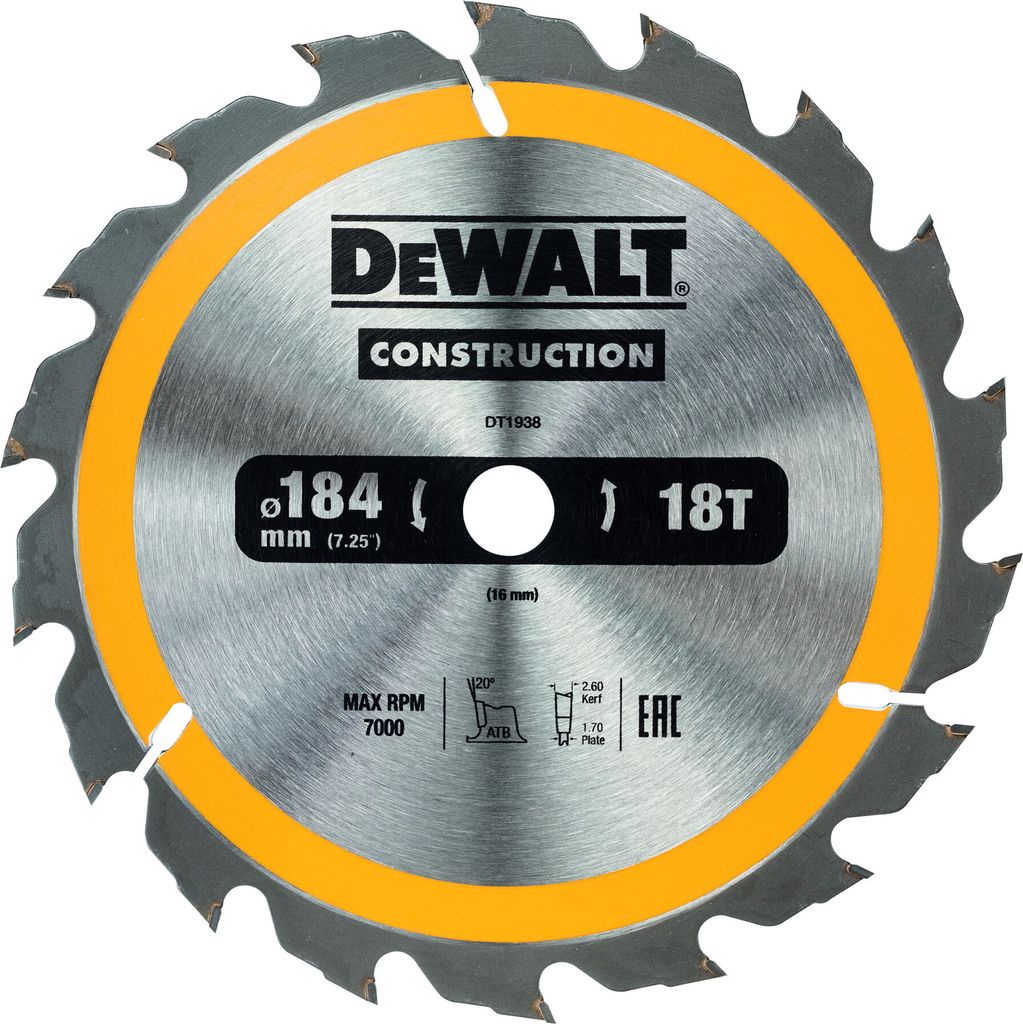 DeWalt Kreissägeblatt Handkr. 184/16 mm 18WZ Produktbild 
