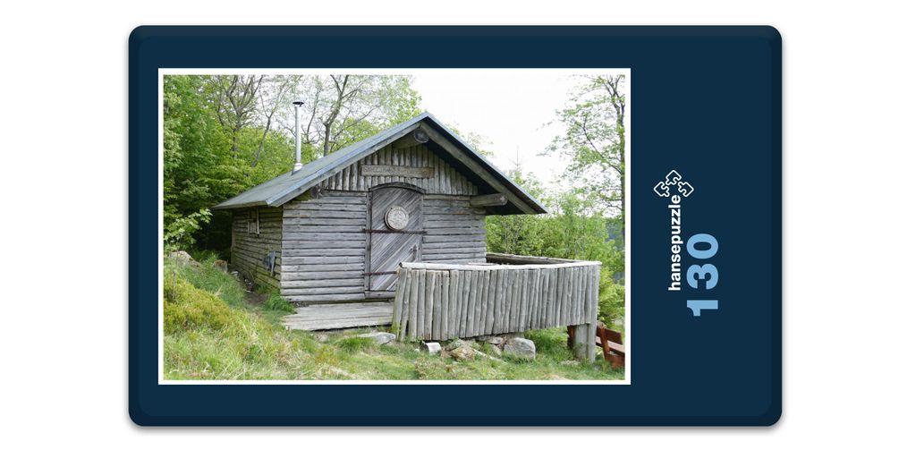 hansepuzzle 18037 - Ski-Hütte Puzzle, 130 Teile, Orte, 28,7 x 20,0cm mit hochwertiger Aufbewahrung, Kartonbox und wiederverschließbarem Beutel