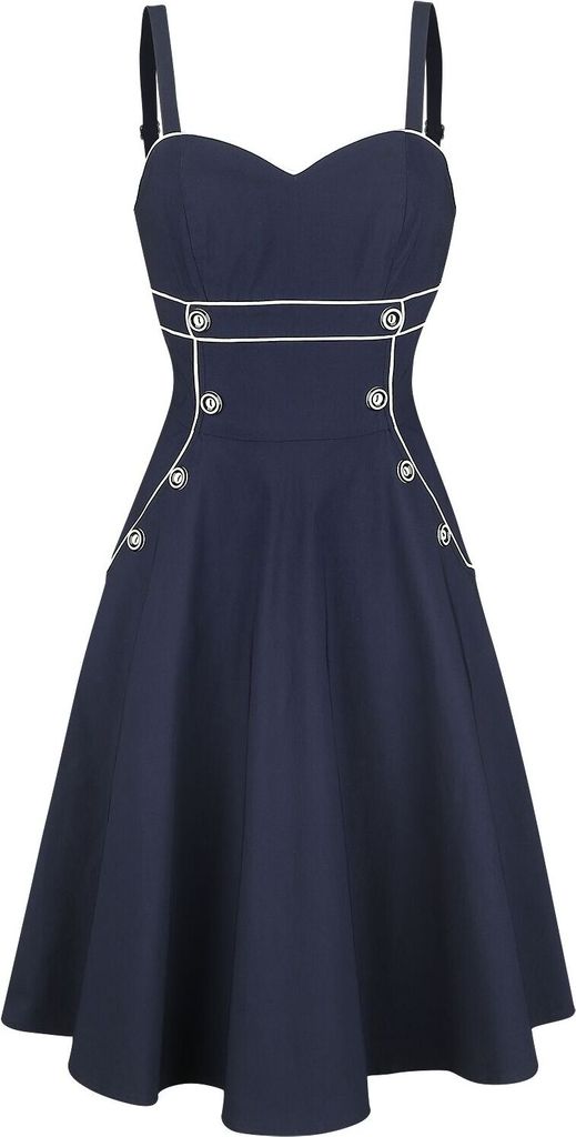 Voodoo Vixen Mittellanges Kleid Damen Claudia Nautical Flared Dress navy XL