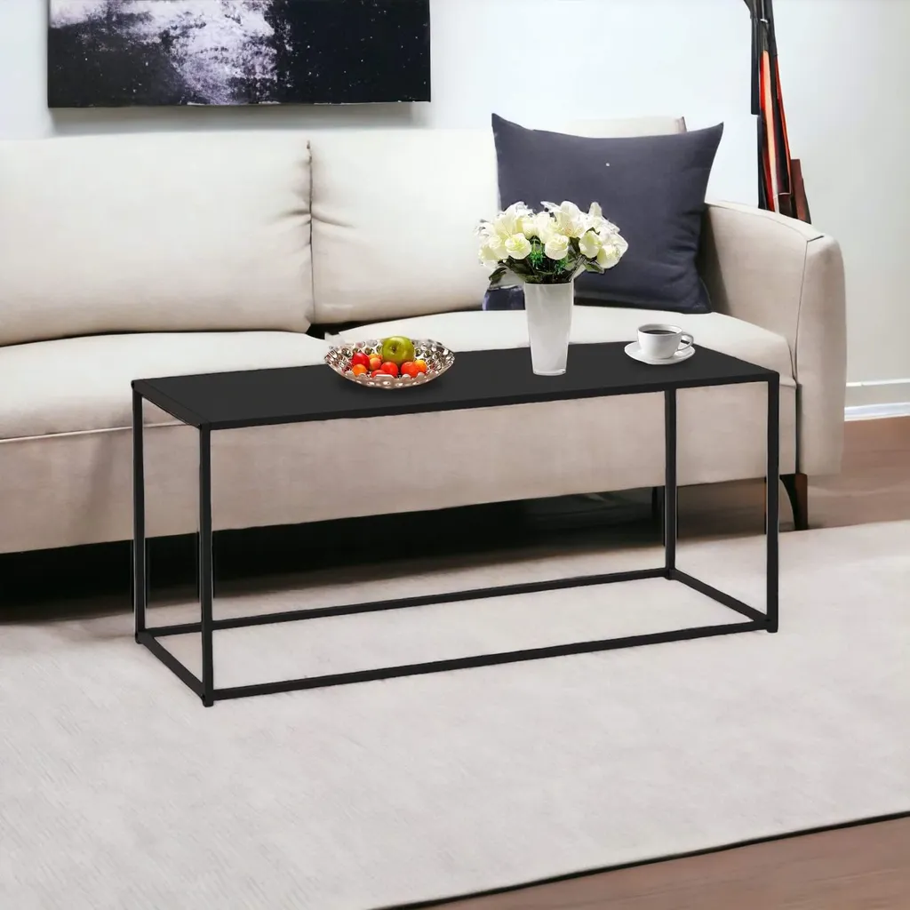 Table basse robuste en métal DanDiBo 110 cm Noir : Stable et Durable