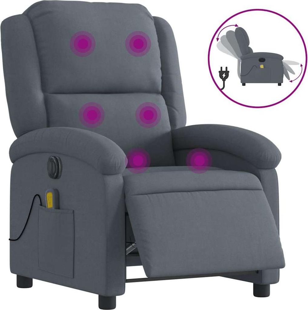 vidaXL Massagesessel Elektrisch Dunkelgrau Samt