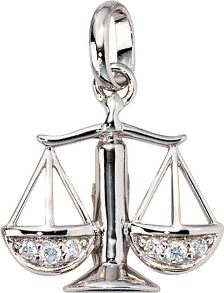 Sternzeichen Waage Anhänger mit Zirkonia 925 Silber rhodiniert Damen