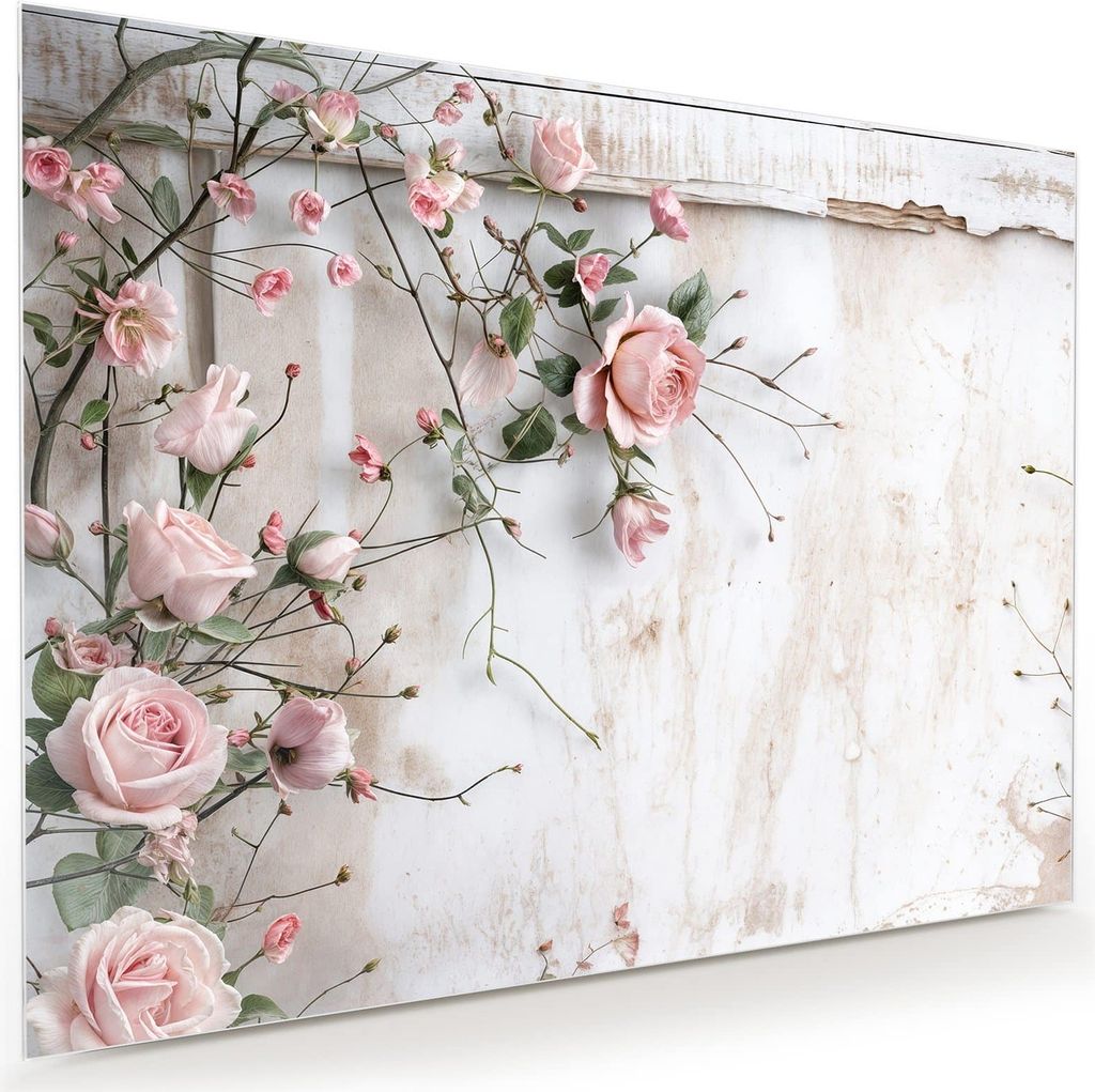 Glasbild 120x90cm in XXL für Wohnzimmer, Schlafzimmer Motiv Rosenblüten Eleganz