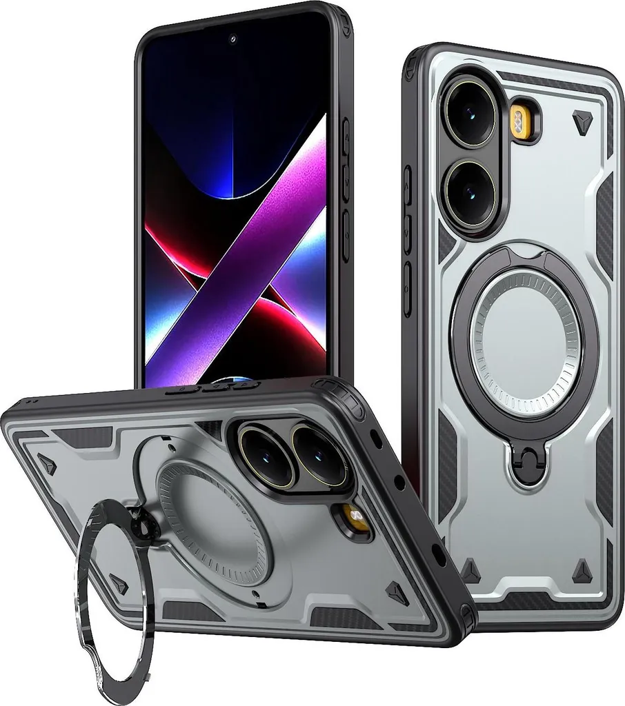 Cover Xiaomi Poco X7 Pro MagSafe Armor - Protezione Anti-Caduta Grigia