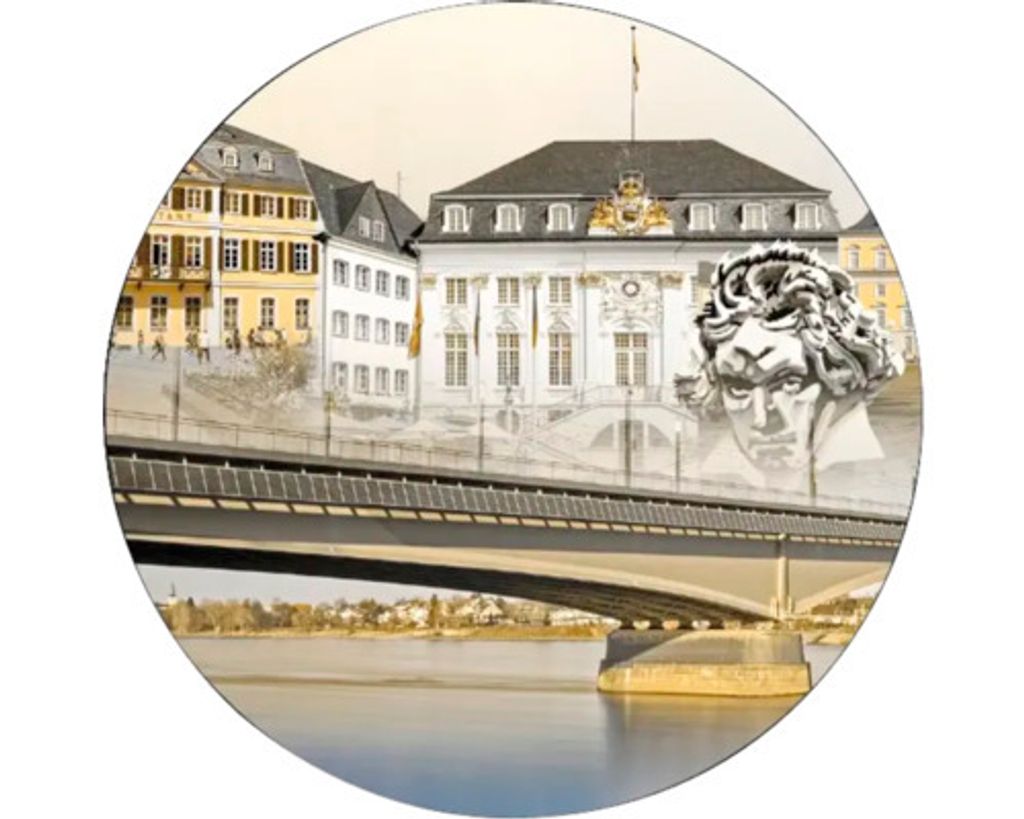 Glasbild Bonn Wahrzeichen braun II Ø 50 cm