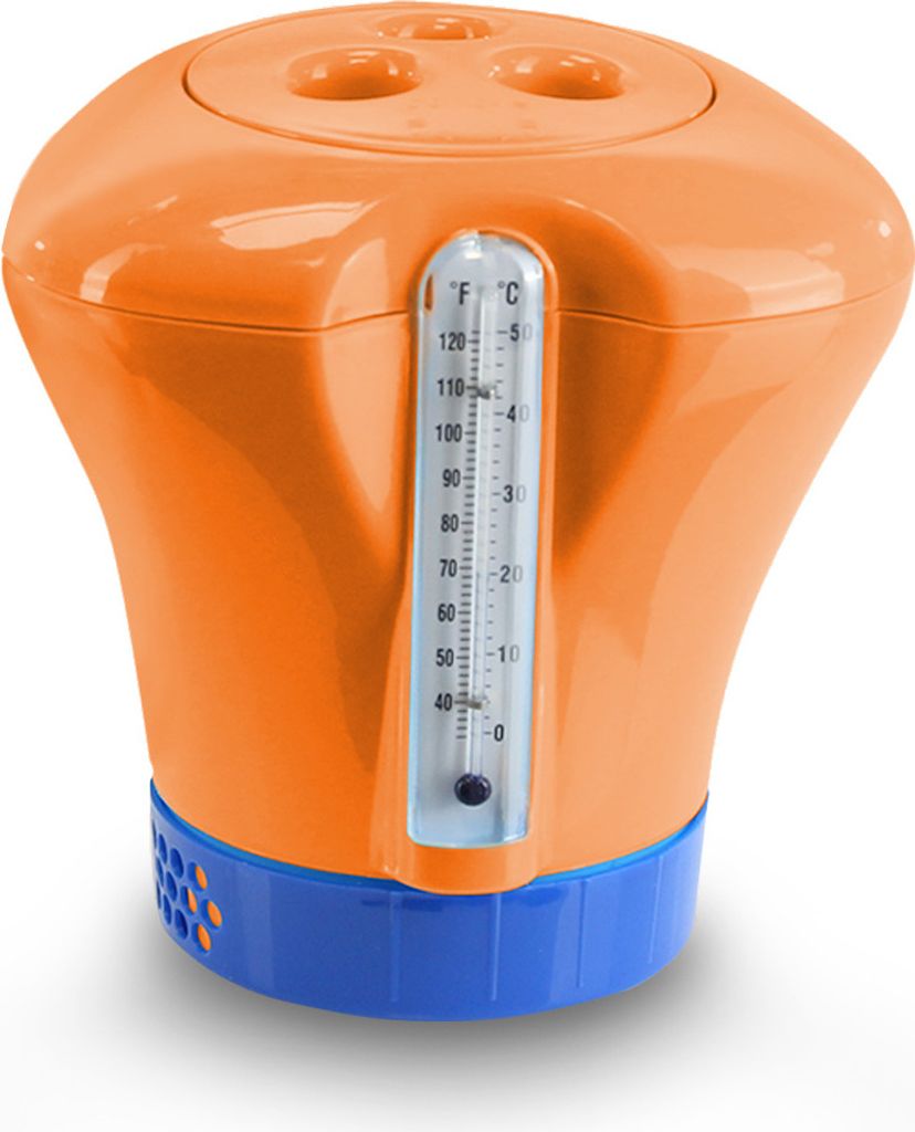 Pool Dosierschwimmer mit Thermometer orange Dosierer Produktbild 