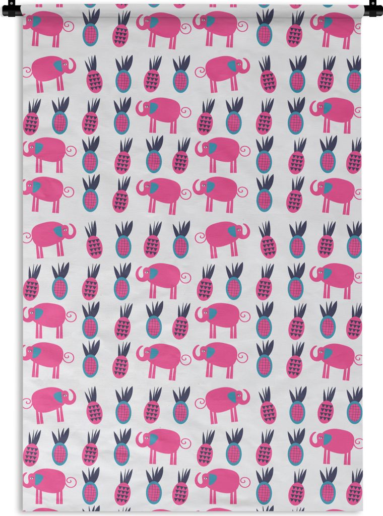 MuchoWow Wandteppich Wandbehang Ananas - Elefant - Design 120x180 cm Tapisserie Dekoration Wandtuch - Schlafzimmer - Dekorationen für das Haus