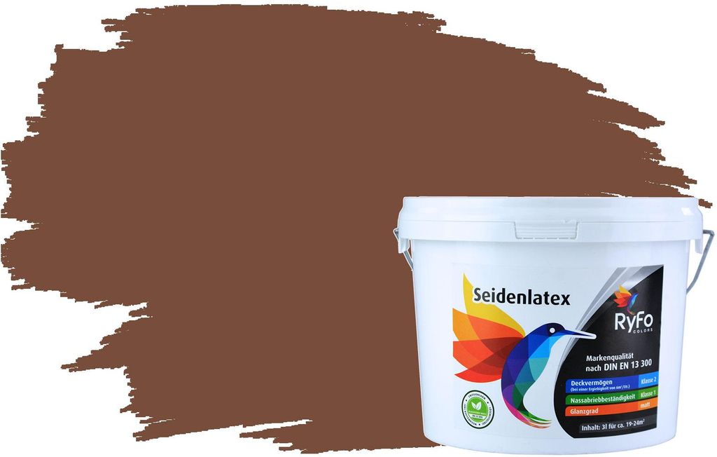 RyFo Colors Seidenlatex Trend Brauntöne Signalbraun 3l - bunte Innenfarbe, weitere Braun Farbtöne und Größen erhältlich