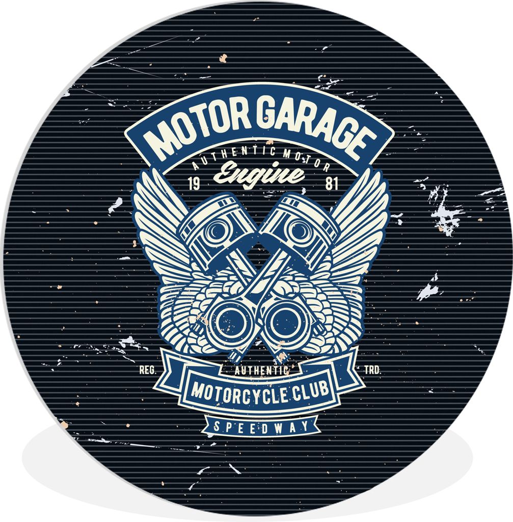 MuchoWow Rundes Wandbild - Runde Bilder Mancave - Motorrad - Auto - Oldtimer Ø 90 cm Kreis Wanddekoration Kunststoff - Wandkreis - Wandschmuck -...